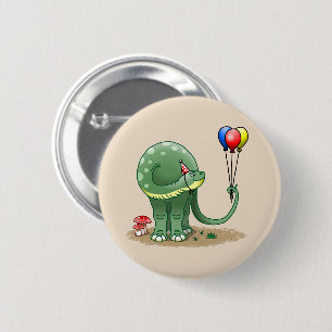 Dinosaurier mit Balloons zum Geburtstag Button