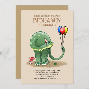 Dinosaurier mit Balloons zum Geburtstag Einladung