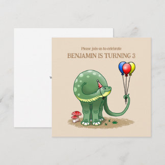Dinosaurier mit Balloons zum Geburtstag Einladung