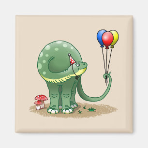 Dinosaurier mit Balloons zum Geburtstag Magnet