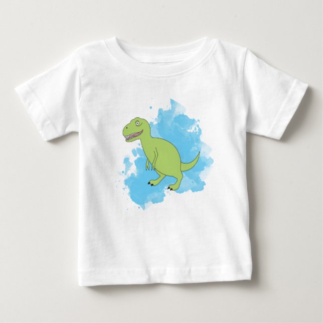 Dinosaurier mit blauem Paint Baby T-shirt (Vorderseite)