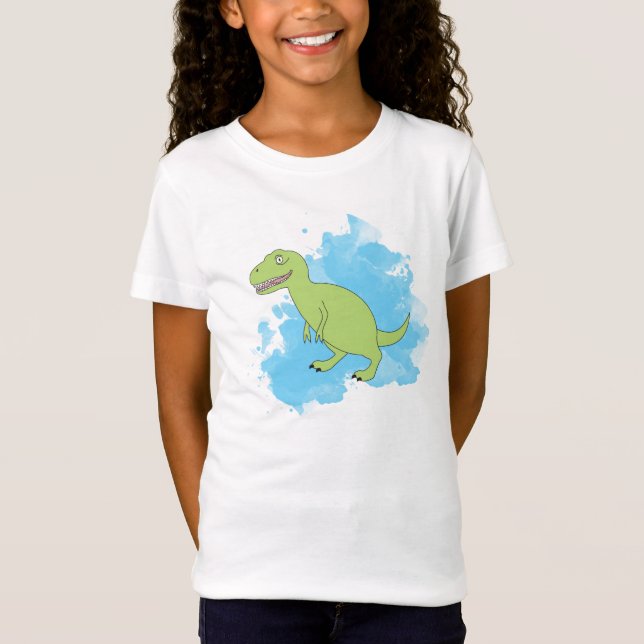 Dinosaurier mit blauem Paint T-Shirt (Vorderseite)