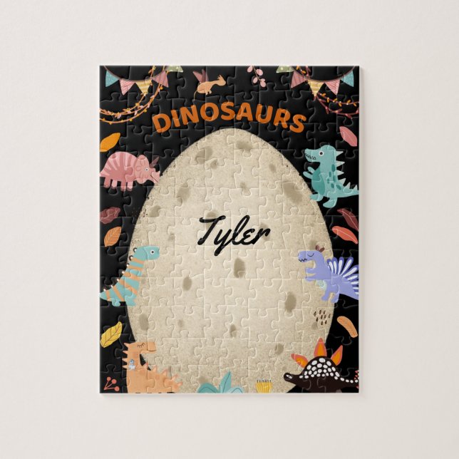 Dinosaurier mit Dinosauriern und Dino-Eiern Puzzle (Vertikal)