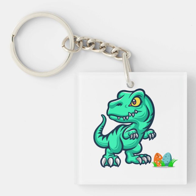 Dinosaurier mit Eiern Schlüsselanhänger (Vorderseite)