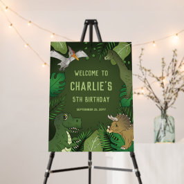 Dinosaurier mit grünen Pflanze Begrüßung