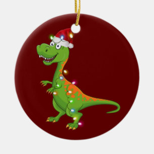 Dinosaurier mit Hat Lights Weihnachten Keramik Ornament