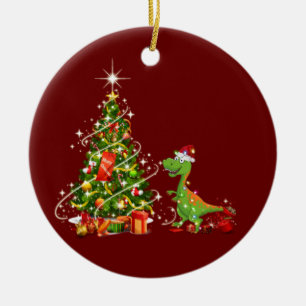 Dinosaurier mit Hat Scaft Weihnachten Keramik Ornament