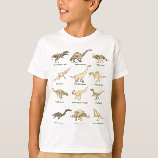 Dinosaurier mit Namen Muster T-Shirt