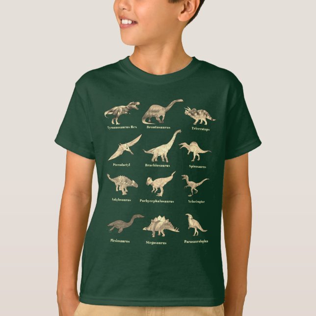 Dinosaurier mit Namen T-Shirt (Vorderseite)