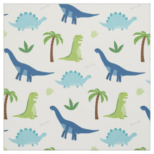 Dinosaurier mit T-Rex, Brachiosaurus, Stegosaurus Stoff