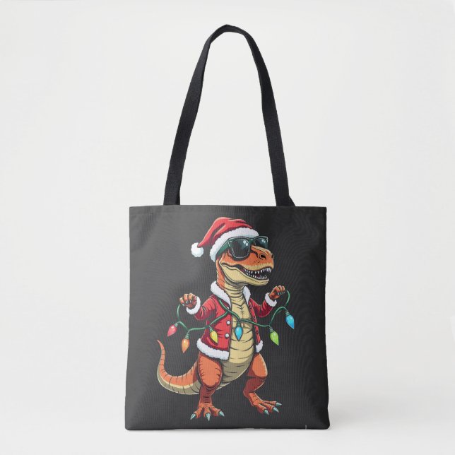 Dinosaurier mit Weihnachtslicht-Weihnachtsmannmütz (Vorderseite)