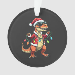 Dinosaurier mit Weihnachtslicht-Weihnachtsmannmütz Ornament