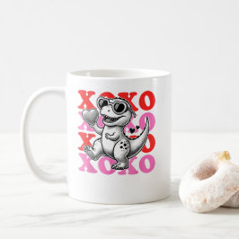Dinosaurier mit Xo-Muster für den Valentinstag Kaffeetasse
