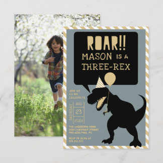 Dinosaurier Modern Three Rex Birthday Einladung
