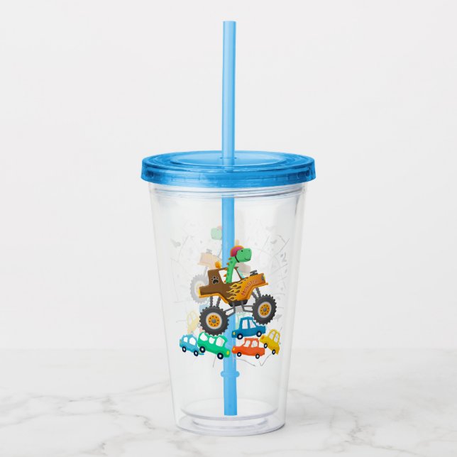 Dinosaurier Monster LKW Acryltumbler Acryltrinkbecher (Vorderseite)