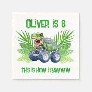 Dinosaurier-Monster-LKW personalisiert Geburtstag Serviette