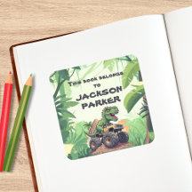 Dinosaurier Monster Truck Kids Buchzeichen Sticker