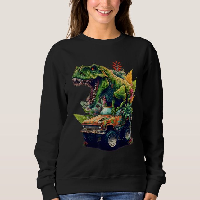 Dinosaurier Monster Truck, T-Rex Reitwagen, grafis Sweatshirt (Vorderseite)
