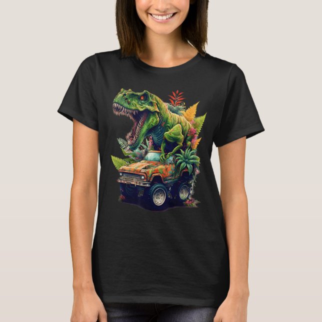 Dinosaurier Monster Truck, T-Rex Reitwagen, grafis T-Shirt (Vorderseite)