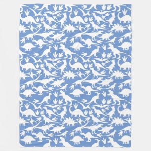 Dinosaurier Muster 01 w. LBlue BG Fleecedecke
