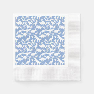 Dinosaurier Muster 01 w. LBlue BG Serviette