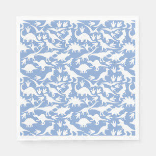 Dinosaurier Muster 01 w. LBlue BG Serviette