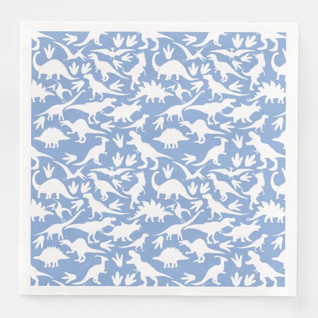 Dinosaurier Muster 01 w. LBlue BG Serviette (Vorderseite)