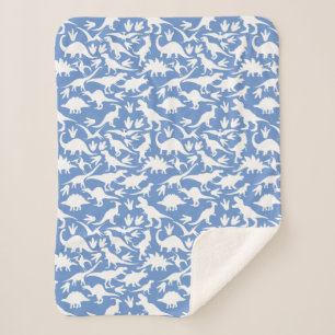 Dinosaurier Muster 01 w. LBlue BG Sherpadecke