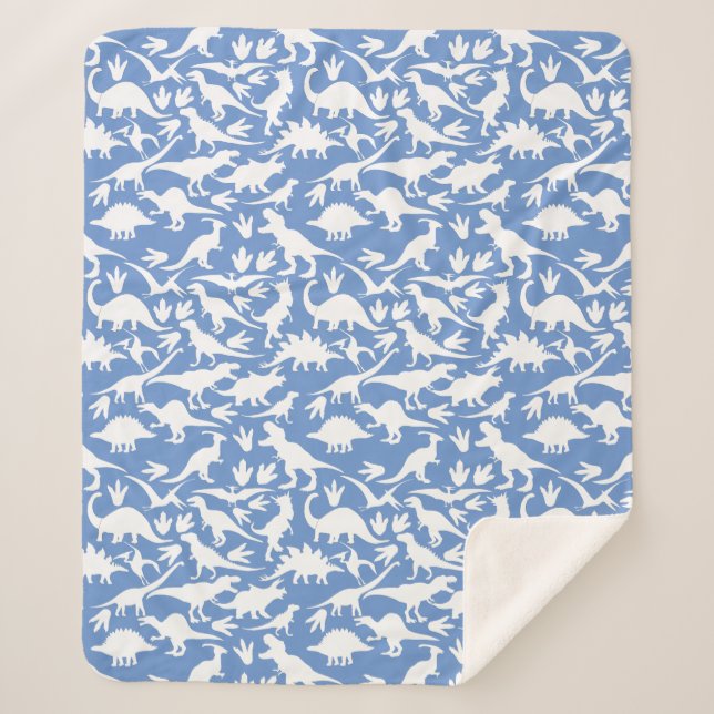 Dinosaurier Muster 01 w. LBlue BG Sherpadecke (Vorderseite)
