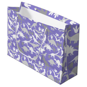 Dinosaurier-Muster 01A LPurple BG Große Geschenktüte