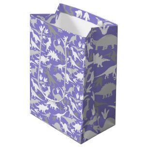 Dinosaurier-Muster 01A LPurple BG Mittlere Geschenktüte