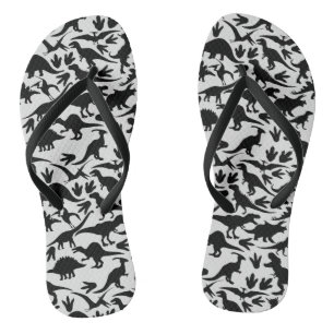 Dinosaurier Muster 01b. Weißer BG Flip Flops