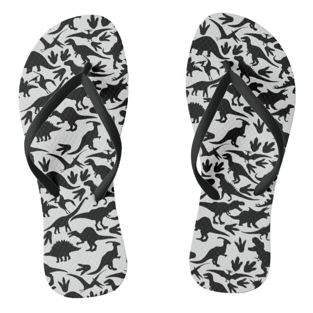 Dinosaurier Muster 01b. Weißer BG Flip Flops (Fußbett)