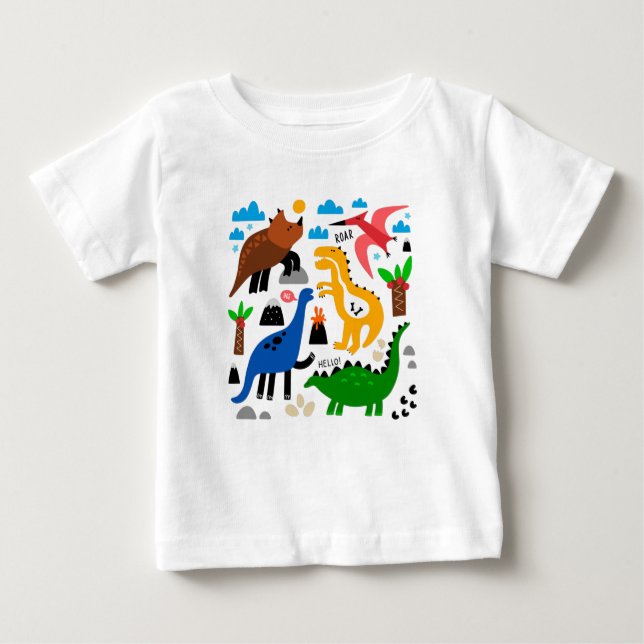 Dinosaurier-Muster Baby T-shirt (Vorderseite)