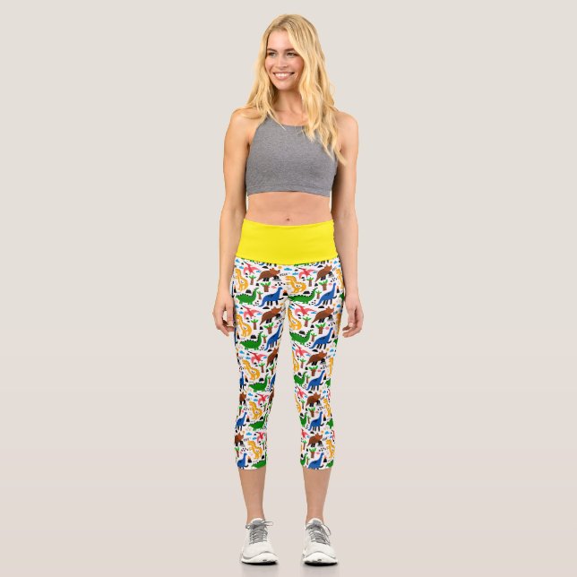 Dinosaurier-Muster Capri Leggings (Vorderseite)