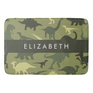 Dinosaurier Muster, Dinosaur Silhouette, Ihr Name Badematte