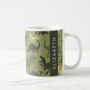 Dinosaurier Muster, Dinosaur Silhouette, Ihr Name Kaffeetasse