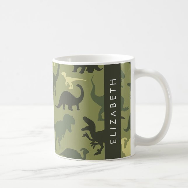 Dinosaurier Muster, Dinosaur Silhouette, Ihr Name Kaffeetasse (Rechts)