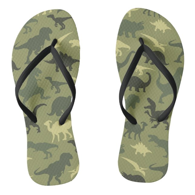 Dinosaurier-Muster, Dinosaurier-Silhouette, grüner Flip Flops (Fußbett)