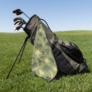 Dinosaurier-Muster, Dinosaurier-Silhouette, grüner Golfhandtuch