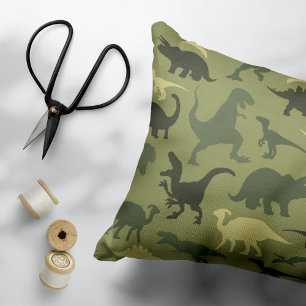 Dinosaurier-Muster, Dinosaurier-Silhouette, grüner Kissenbezug