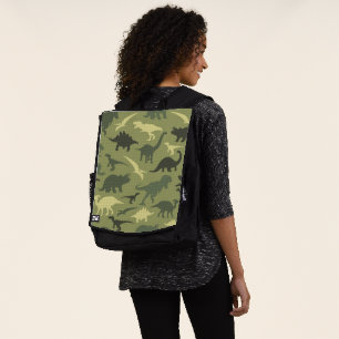 Dinosaurier-Muster, Dinosaurier-Silhouette, grüner Rucksack