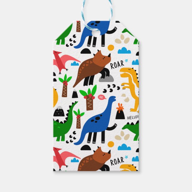 Dinosaurier-Muster Geschenkanhänger (Vorderseite)