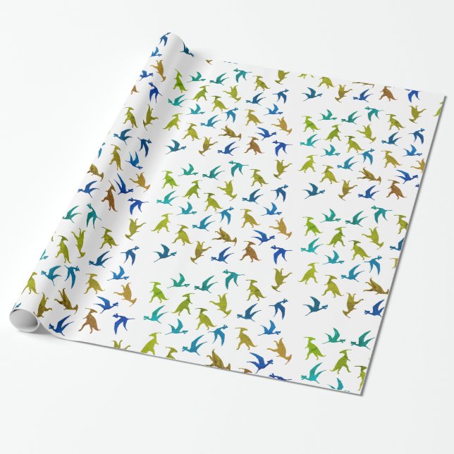 Dinosaurier-Muster Geschenkpapier (Ungerollt)
