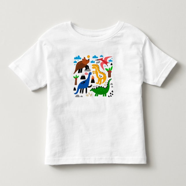 Dinosaurier-Muster Kleinkind T-shirt (Vorderseite)