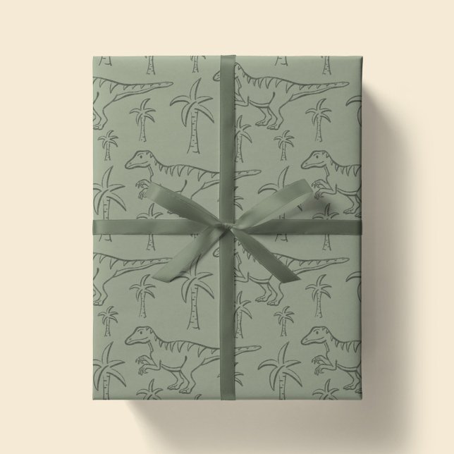 Dinosaurier-Muster Moderner Junge Dino Dschungel S Geschenkpapier (Von Creator hochgeladen)