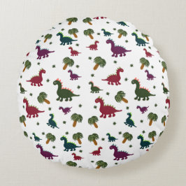 Dinosaurier-Muster Rundes Kissen