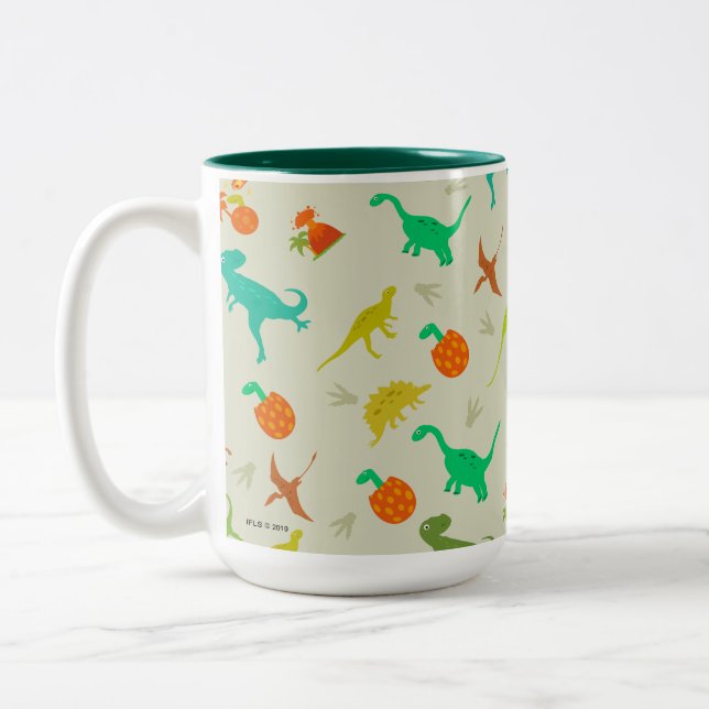 Dinosaurier-Muster Zweifarbige Tasse (Links)