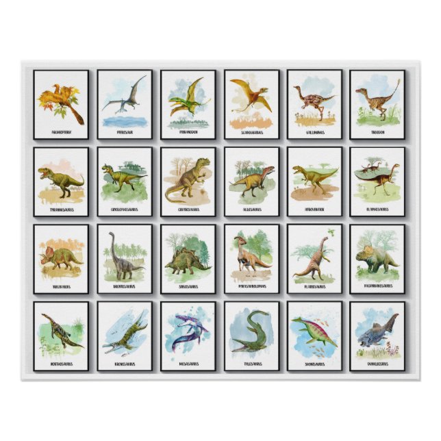 Dinosaurier-Namen Glossy Poster (Vorderseite)