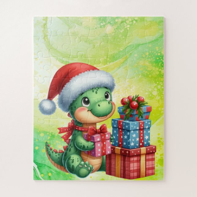 Dinosaurier Niedlich Green Children's Christmas Pu Puzzle (Vertikal)
